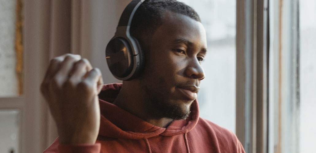 Man with headphones dancing