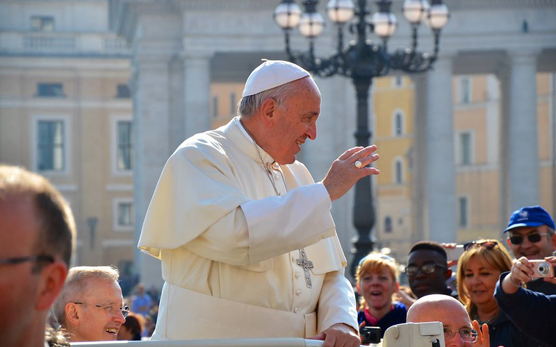 Pope Francis waving to onlookers