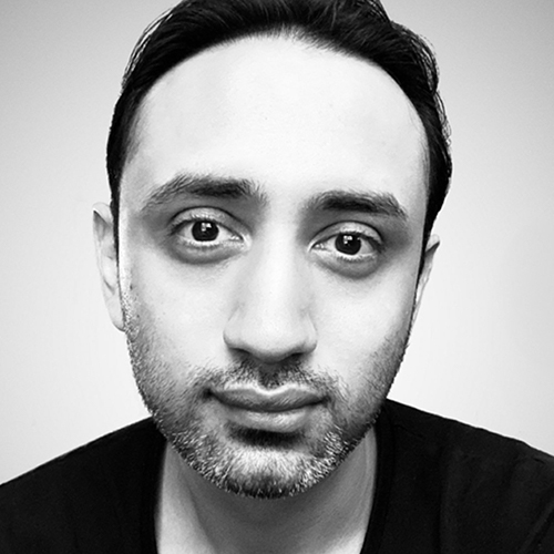 Black and white portrait of Pratik